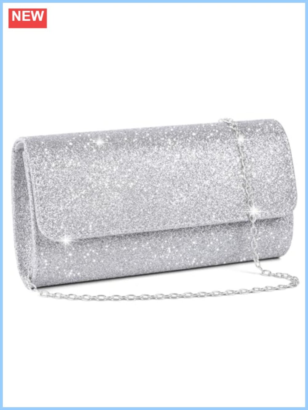Glitter Envelope Clutch Evening Bag Detachable Chain Formal Purse
